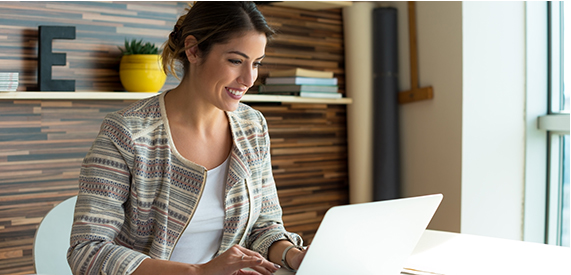 Lady at work on a laptop